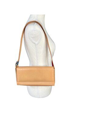 Salvatore Ferragamo Vintage Tan Leather Shoulder Bag With Silver Buckle